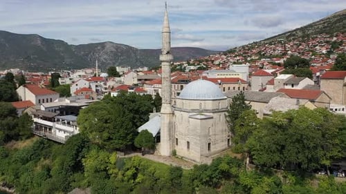 Koski Mehmet Pasha Mosque in Mostar, Aerial View