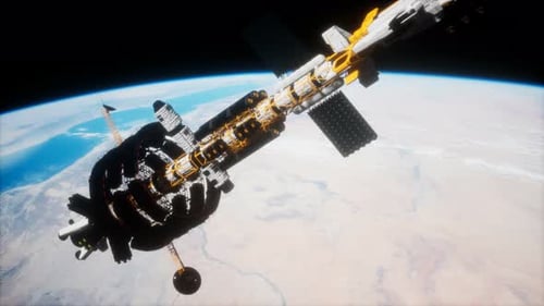 Futuristic Space Station Orbits Earth in High-Resolution 3D Animation
