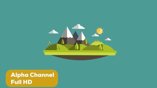 2D Cartoon Island Full HD Alpha Channel