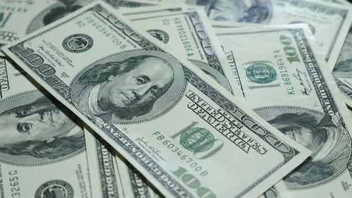 Money american hundred dollar banknotes on background