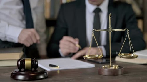 Close Up Shoot of Judge Hand Checking and Signing the Document