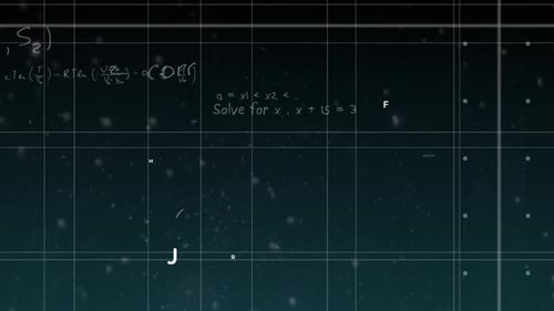 Animated Futuristic Mathematical Formulas and Equations on Grid