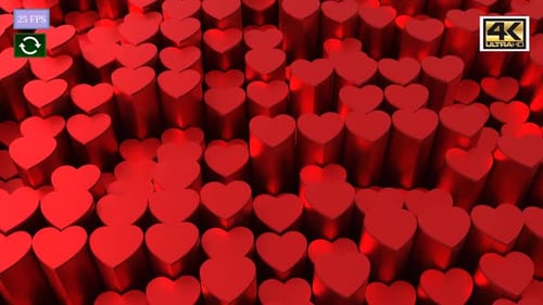 Red Geometric Pulsating Hearts Background Loop