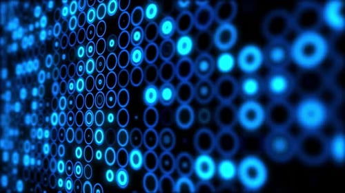 Abstract Blue Circles and Dots Digital Grid Background