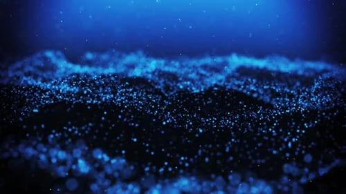 Flowing Blue Particle Waves Abstract Background