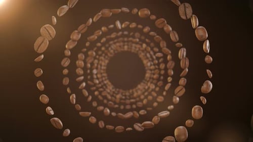 Animated 3D Coffee Beans Tunnel Loop Background