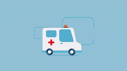Animated Flat Design Ambulance Driving