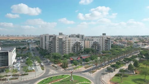 Aerial Shot Dolly Out of Neighborhood At Netivot City