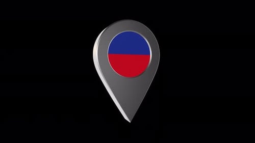 Rotating 3D Location Pin with Haitian Flag