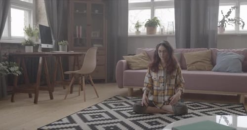Meditation At Home On The Carpet