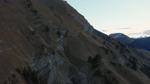 Aerial View of the Mountains of the French Alps During Sunset Near the Col De La Croix De Fer