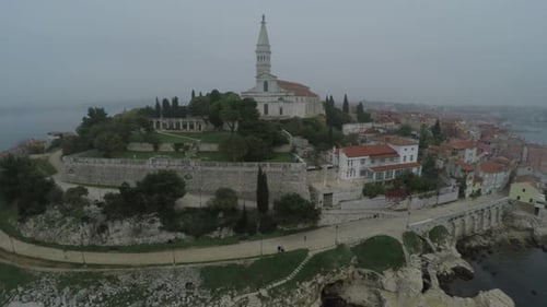 Aerial view of St. Euphemia basilica in Rovinj