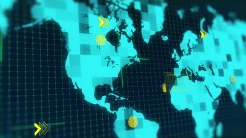 Digital Global Network Map Technology Background Animation