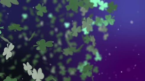 Falling Green Shamrocks Background Loop