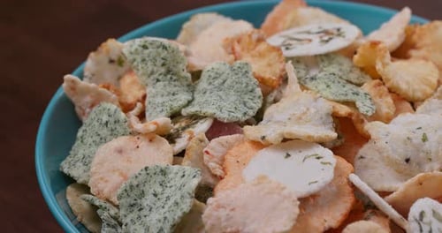 Japanese rice cracker on plate