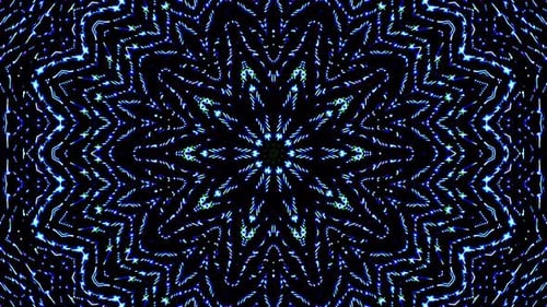 Dynamic Abstract Blue Glowing Kaleidoscope Pattern Background