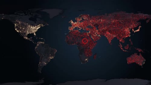 Animated Global Network Data Spreading World Map