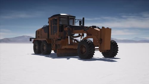 Road Grading Machine on the Salt Desert Road