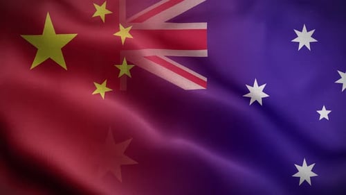 Waving Flags of China and Australia