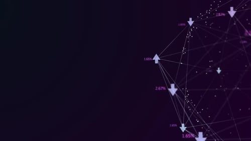 Animation of digital interface and network connections with arrows and numbers growing