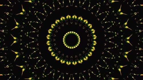 Abstract Kaleidoscope Mandala with Glowing Light Particles