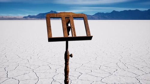 an Old Music Stand is on White Salt Desert