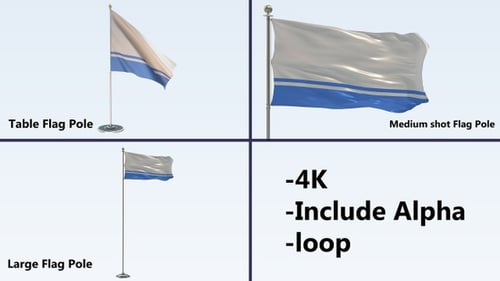 Realistic 3D Waving Flag on Pole with Alpha Channel Loop