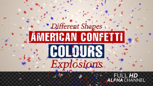 Falling Red White Blue Confetti Overlays for Celebrations
