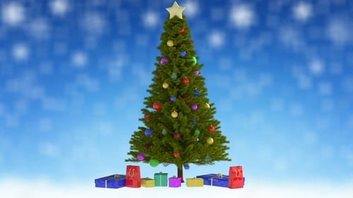 Animated Christmas Tree with Gifts and Decorations