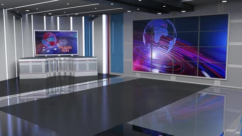 Virtual News Studio Set Green Screen Background Loop 4k