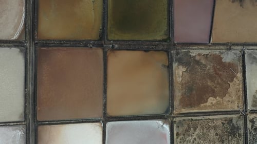 Salt plantations in the Canary Islands. The technology of salt production. Aerial view.