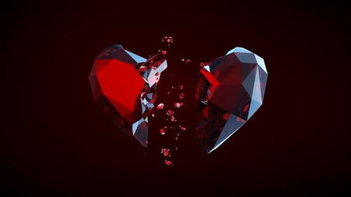 Crystal Geometric Heart Breaking and Reforming Animation