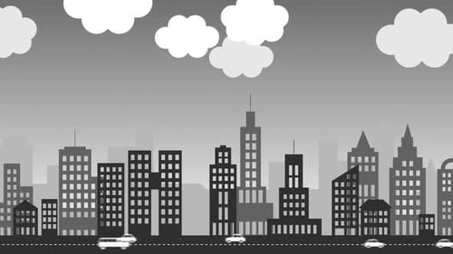 The gray, polluted cityscape is changing into a green, eco-friendly city.