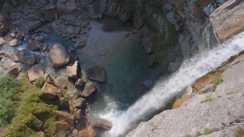 Waterfall in the wild natural park