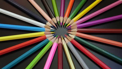 Colored Pencils On A Black Background 5.