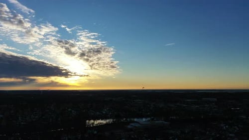 Urban Landscape at Golden Hour From Aerial View