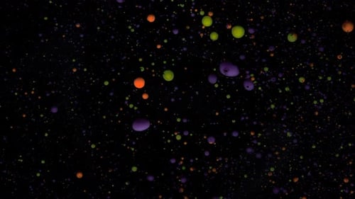 Abstract Colorful Spheres Floating on Black Background