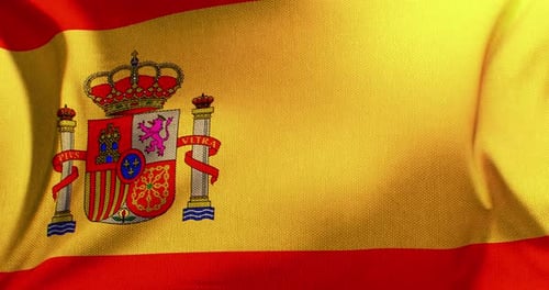 Realistic Waving Spain Flag Animation Loop
