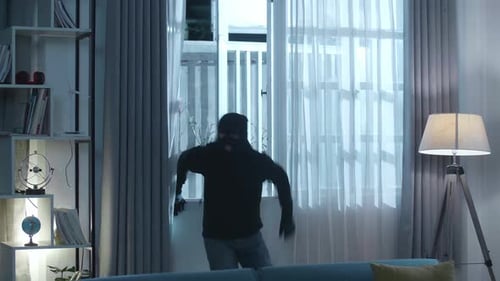 Burglar Breaks Into Home at Night Through Window