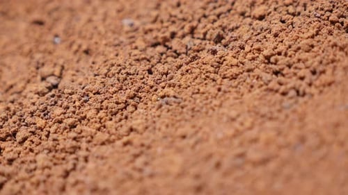 Close-up of instant coffee powder high quality type shallow DOF slow tilt 4K 2160p 30fps UltraHD fo