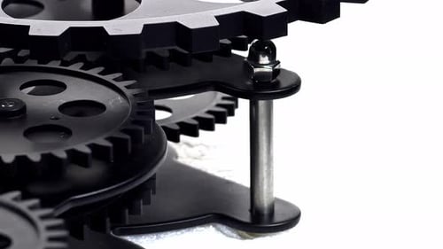 Rotating Gears Interlocking Machinery Close-Up