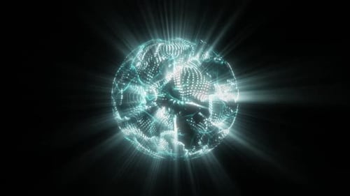 Futuristic Digital Energy Sphere Loop Background Animation