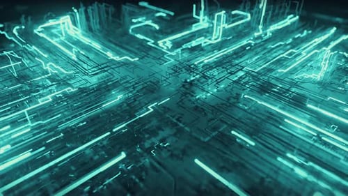 Antecedentes tecnológicos abstractos de un haz brillante de fibra óptica que se extiende en el espacio digital