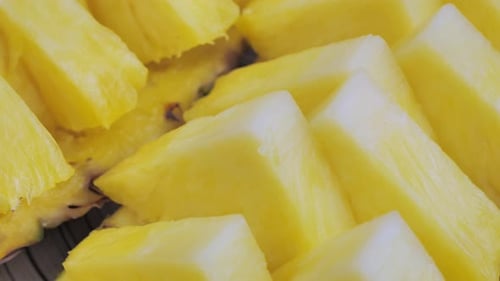 Close-up of Fresh Cut Pineapple Pieces