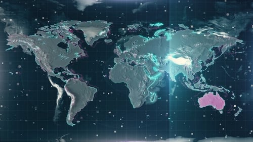 Futuristic World Map Global Network Connection