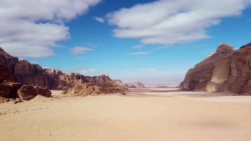 Wadi Rum Desert Aerial View Of Rock Ridges And Cliffs