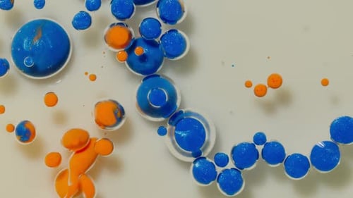 Abstract Liquid Spheres Floating with Color Streaks