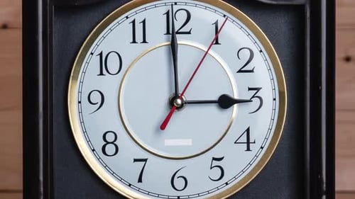 Timelapse of Vintage Clock Arrow Rotate at 3 PM or AM Full Turn of Time Hands