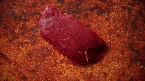 Close Up of a Cut of Raw Red Beef