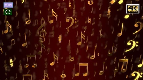 Elegant Golden Music Notes Flowing Background